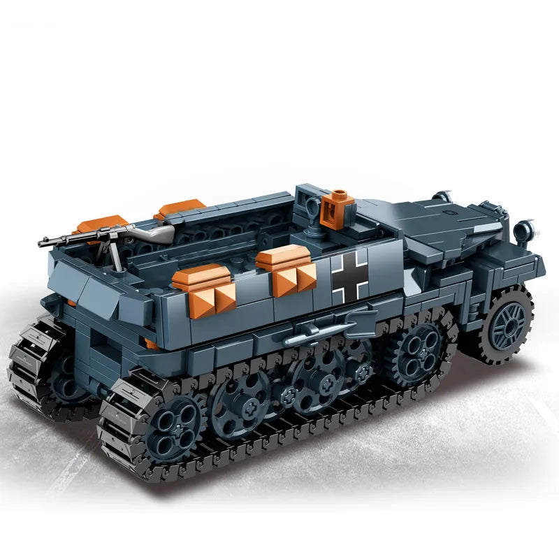 World War 2 WW2 Army Military Soldiers Armor Halftrack Main Station Tank Building Blocks Bricks Model DIY Assembly Toys For Kids.