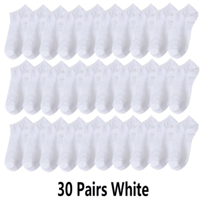 10/20/30Pairs Socks Men Women Boat Socks Thin Breathable Comfy Sweat-absorbing Ankle Socks Unisex Casual Plain Color Short Socks