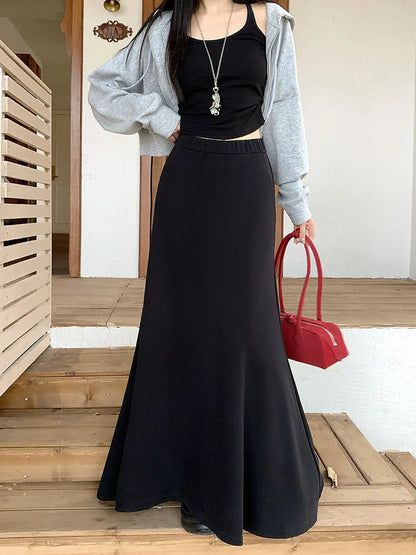 high quality Korean-style  trumpet skirt women waist fall  design knitted long skirt female