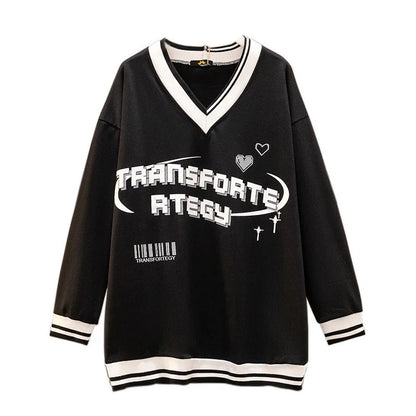 150Kg Plus Größe frauen Fehlschlag 157 Frühling Herbst Lose V-ausschnitt Langarm Drucken Sweatshirts Lässige Top Schwarz 5XL 6XL 7XL 8XL 9XL.