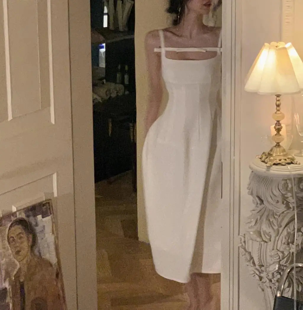 Sommer y2k Spaghetti träger Abend party Kleider solide elegante ärmellose sexy A-Linie kurzes Kleid ein Stück Vestido Mujer.