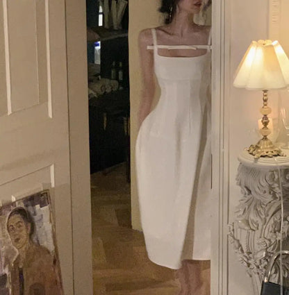 Sommer y2k Spaghetti träger Abend party Kleider solide elegante ärmellose sexy A-Linie kurzes Kleid ein Stück Vestido Mujer.