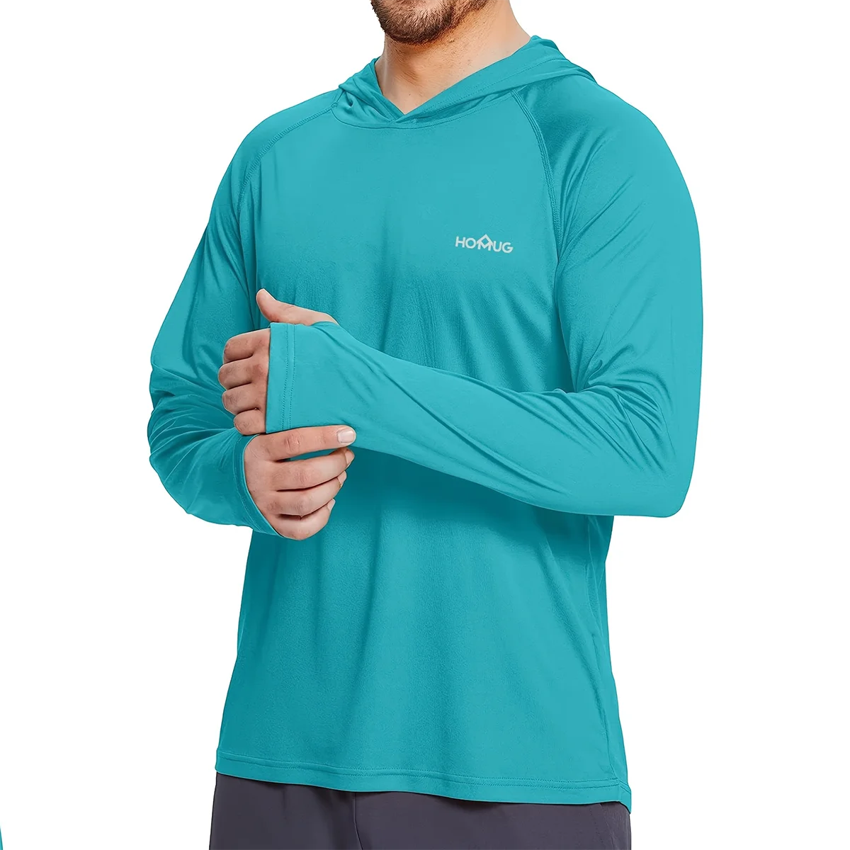 Men's UPF 50+ Sun Protection Hoodie T-Shirts Long Sleeve SPF/UV Quick Dry Lightweight Fishing Workout Thumbhole T-Shirt Male
