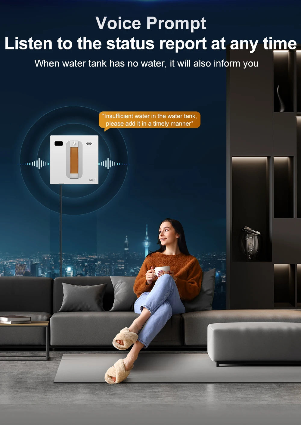 ABIR WD8 Robot Window Vacuum Cleaner,Dual Water Spray,Laser Sensor,Smart Home Glass Wall Wet Dry Cleaning ,APP&Remote Control.