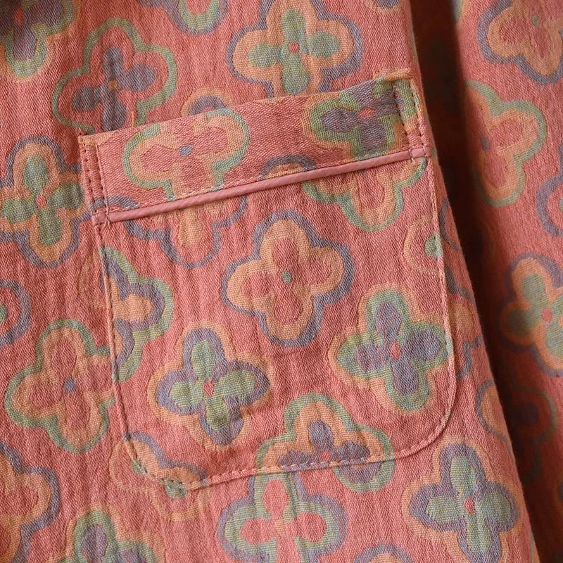 100% Cotton Crepe Homeclothes 2023 Autumn/Winter Women's Pajamas Suit Long-Sleeved Trousers 2-piece Yarn-Dyed Jacquard Pajamas