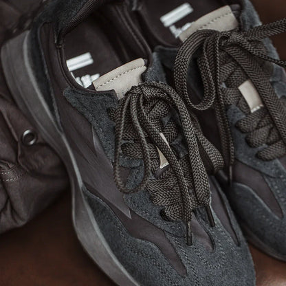 Maden Frühling Vintage Dickbesohlte Patchwork Schwarze Sneakers Lässige atmungsaktive Joggingschuhe Low-Top-Schnürschuhe Sportliche Sommerschuhe.