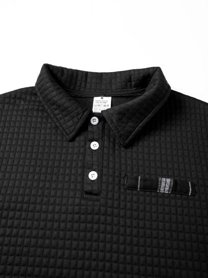 Autumn Knitted Jacquard Grid Polo Pullover Men Solid Color Casual Long Sleeved Sweatshirts Male Daily Warm Turtleneck Streetwear.