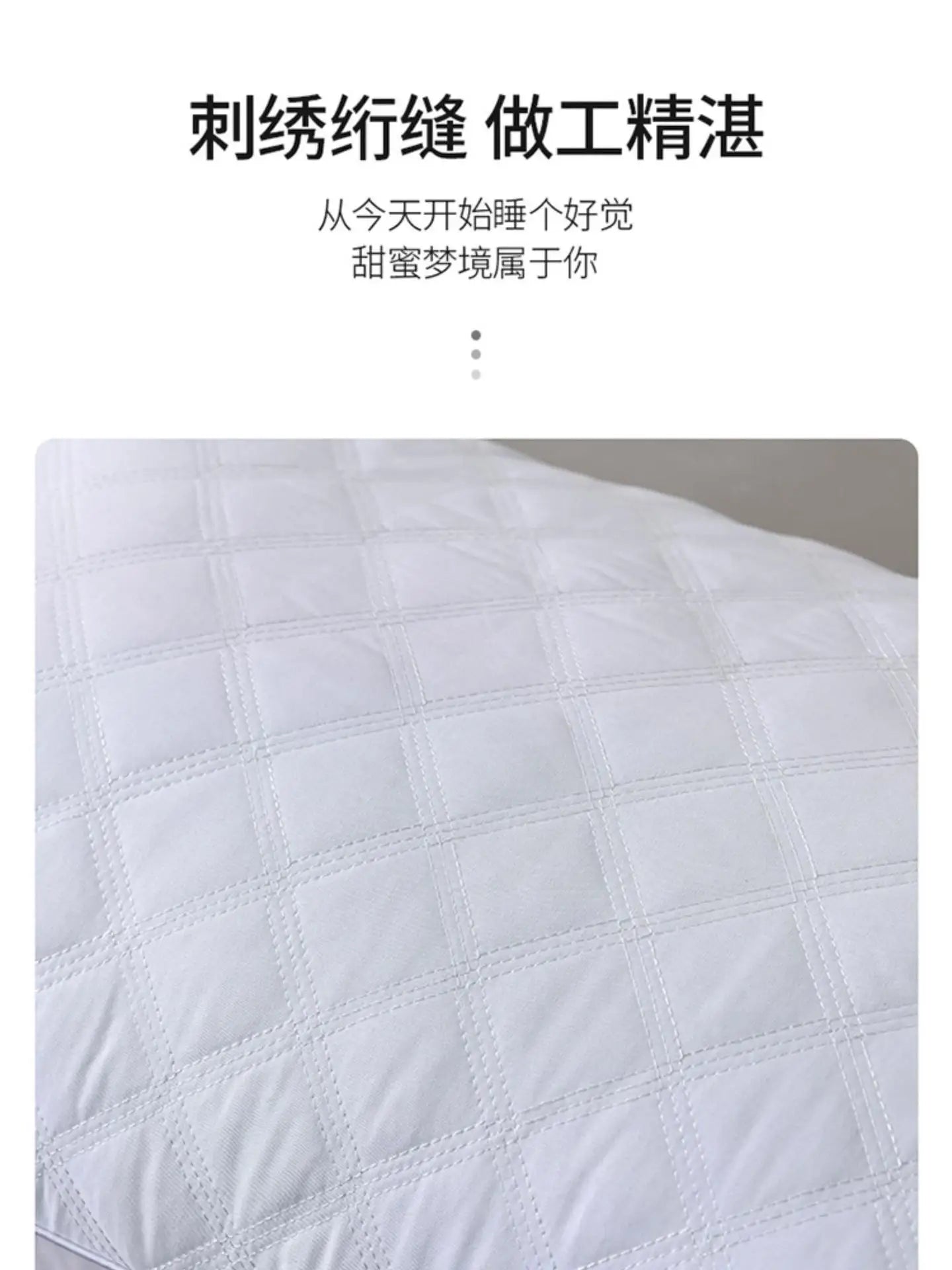 Popular hotel pillow with embroidered feather velvet core, high elasticity and no collapse, student neck protection pillow.