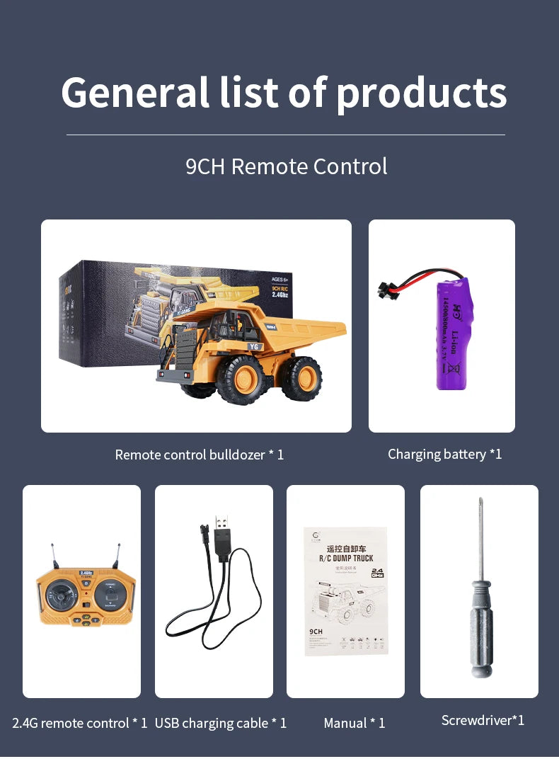 RC Excavator 1:20 Remote Control Truck 2.4G RC Crawler Engineering Vehicle Truck Radio Control Children's Day Christmas Gifts