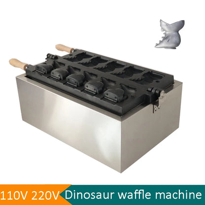 Customizable Electric 110V/220V Non-sticking Stainless Steel Dinosaur Waffle Making Machine Open Mouth Taiyaki Waffle Machine.
