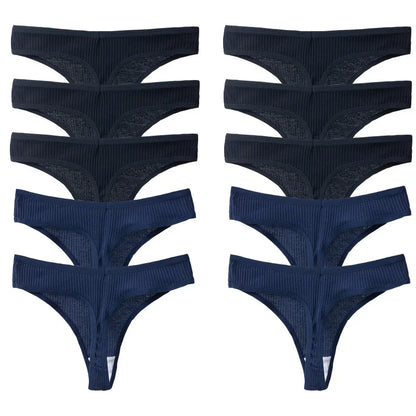 TrowBridge 10PCS/Set Women's Panties Cotton Striped Underwear Sexy Sports Thongs Lingerie Soft Comfortable G-Strings Hot T-Backs