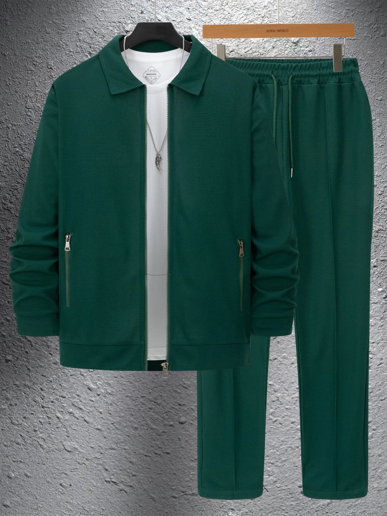 The new 2025 spring and autumn sports men's youth popular solid color jacket jacket trousers two leisure sports suit.