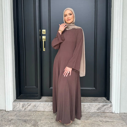 2025 Summer Arabic Muslim Women Modest Dress Eid Dubai Plain Abaya Islam Party Outfit Elegant Holiday Dresses Turkey Kaftan Robe