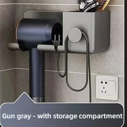 An der Wand montierte stanzfreie Toilette Haartrockner Rack Badezimmer Haartrockner Lagerregal Haartrockner Halterung Badezimmerzubehör ﻿
