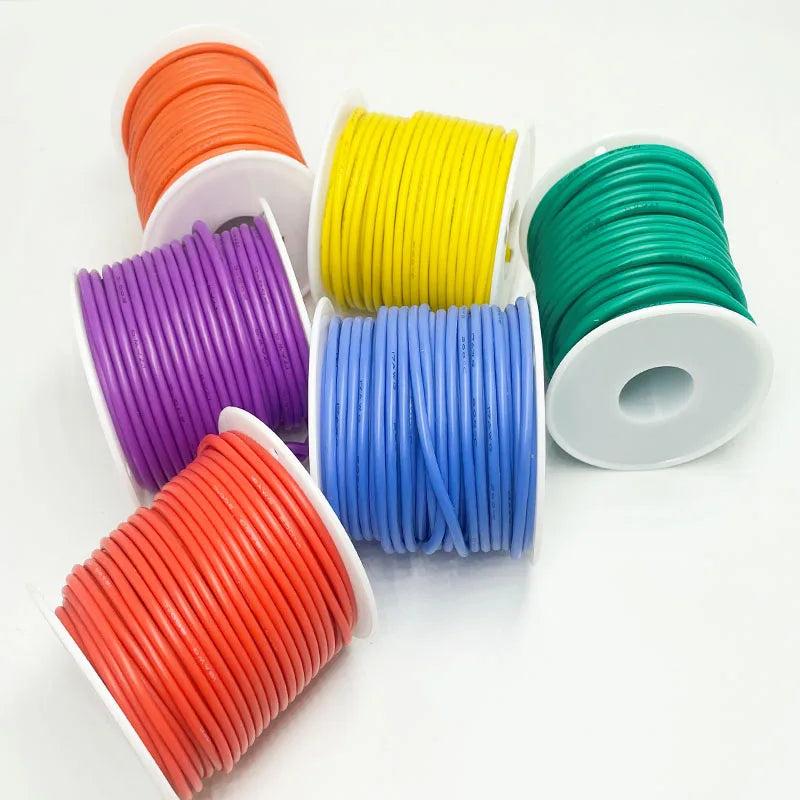 Soft Silicone Connection Cable 16AWG 18AWG 20 22 24 26 28AWG 30AWG 0.08mm Tinned Copper Wire For DIY, Automotive, Power Wiring.