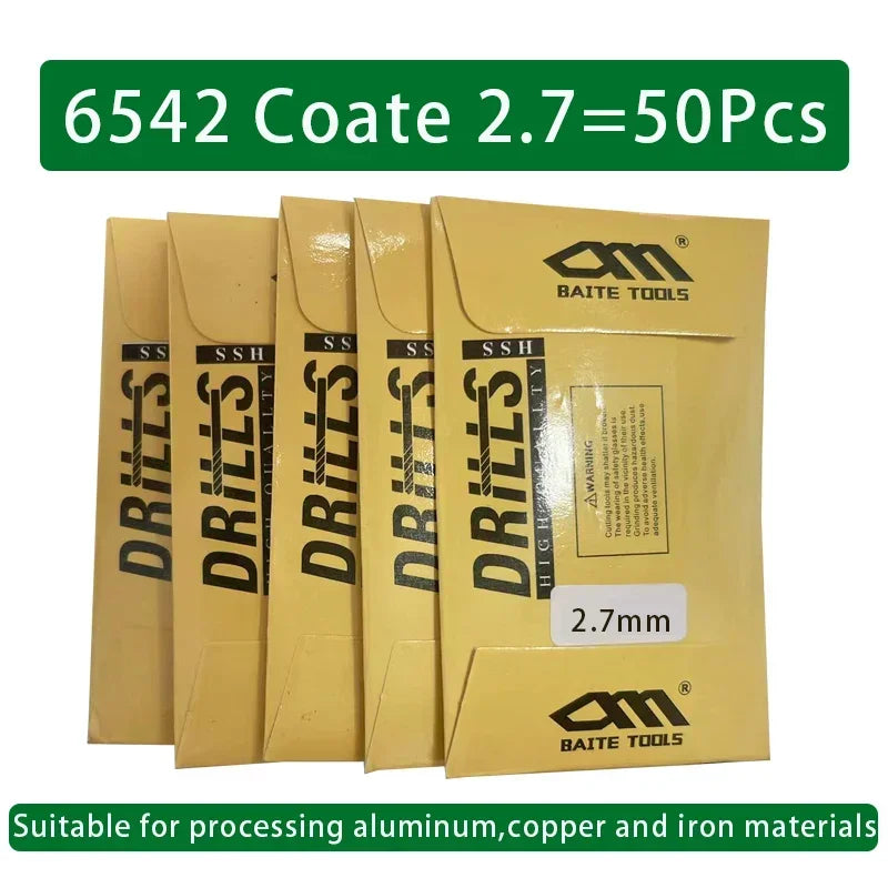 LOCO 50 Stück Titanbeschichtete Bohrer HSS Schnellarbeitsstahl-Set Werkzeug Hochwertige Elektrowerkzeuge 1/1,5/2/2,5/3 mm