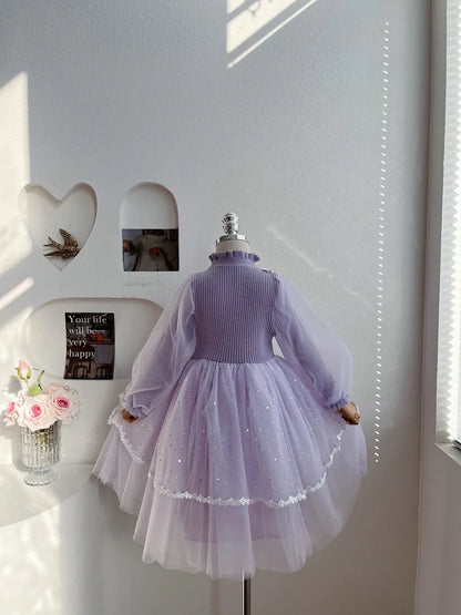 Anime Kuromi Lolita Kleid und Umhang Set Strickpullover Spleißen Mesh Prinzessin Kleid Partykleid Herbst Winter Urlaub Geschenk.