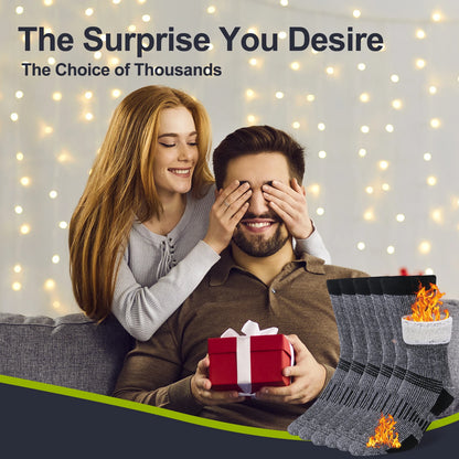 3 Pairs Men Women Merino Wool Crew Socks Thickened Thermal and Warm Socks for Winter Work Outdoor Hiking Running Sports Large.