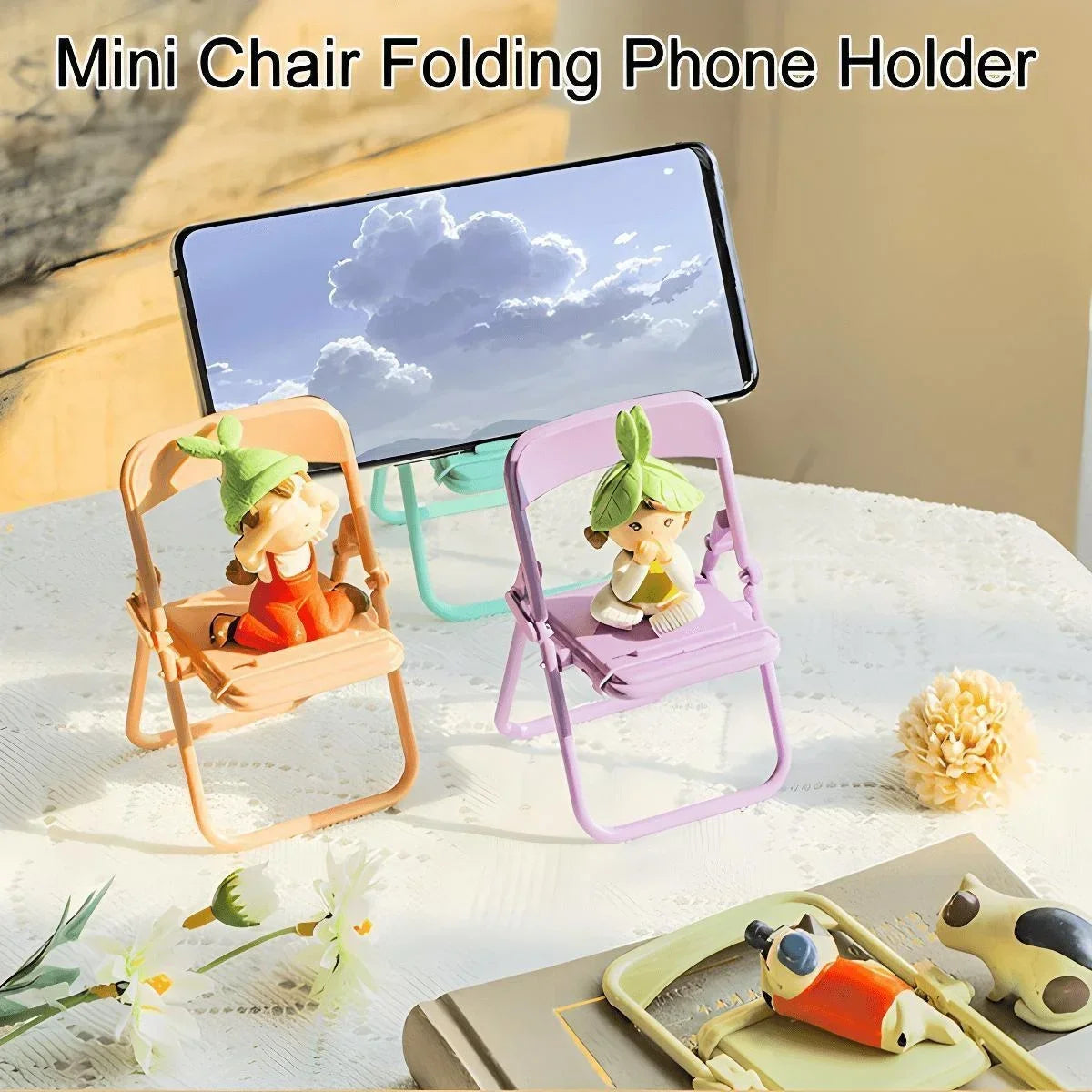Universal Mobile Phone Accessories Foldable Chair Shape Mini Desktop Phone Holder Phone Stand.