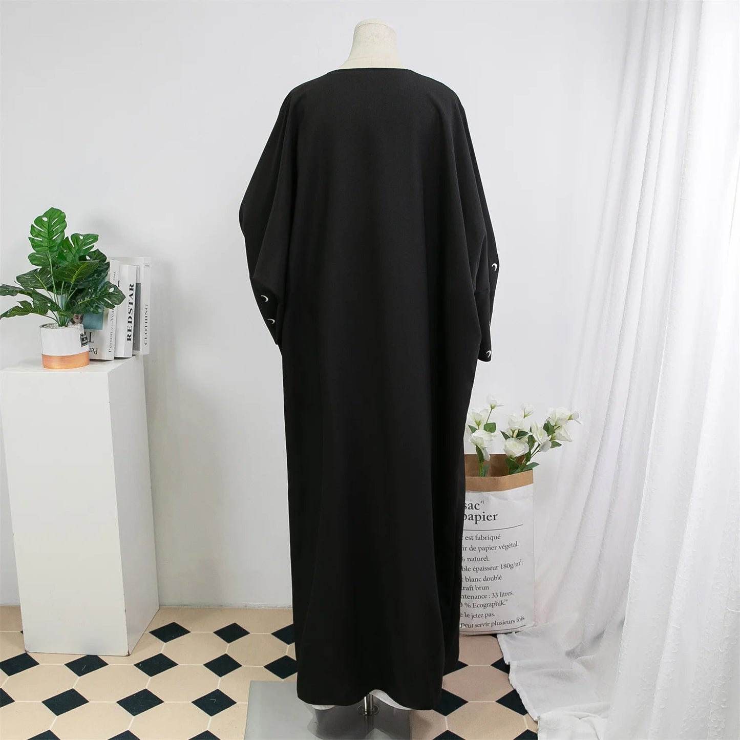 Lose Kaftan muslimischen Abayas Frauen islamische Kleidung Mond Stickerei offene Front Abaya Langarm Maxi Länge Kleid Frauen Jilbabs.