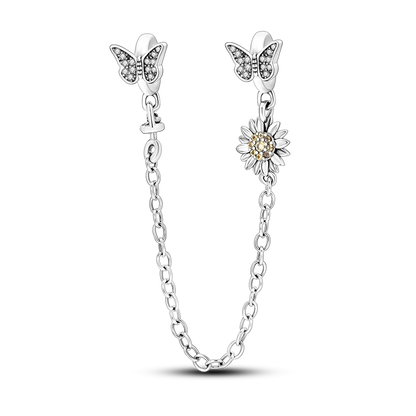 Silver Clasp 925 Sterling Silver CZ pave Clip Charms Daisy Beads Stopper Safety Chain fit Original Bangle Bracelet Jewelry Clip