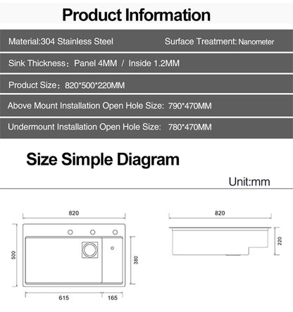 ASRAS New Waterfall Faucet Kitchen Sinks Nanometer Large Size 4mm Panel Handmade Sinks Cup Rinser Kitchen Sinks