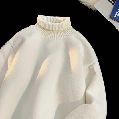 Turtleneck Men's Sweater Autumn 2025 New Knitted High Neck Pullover Streetwear Comfortable Fitness Tops Clothing Knitwear.