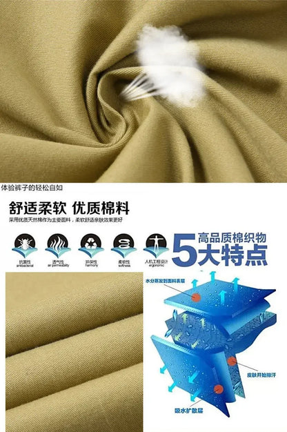 Smart Casual Pure Cotton Anti-Wrinkle High Waist Loose Baggy Straight Thicken Men Spring Autumn Solid Color Mid Casual Pants.