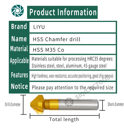 HSS Fasen Anfasen Cutter Schaftfräser Werkzeug Senker Bohrer Set Zu Holz Stell Fasen Cutter Power Tool 3 Flöte 90 grad