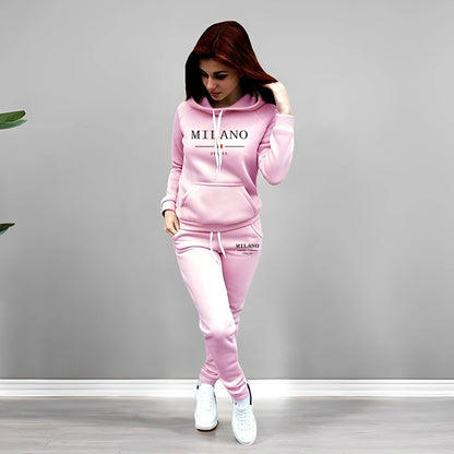 Autumn Winter Woman Clothing Printed Casual Sweatshirt Sweatpants Set Jogging Hoodie Tracksuit Sports Home Womens Pants Suit y2k.
