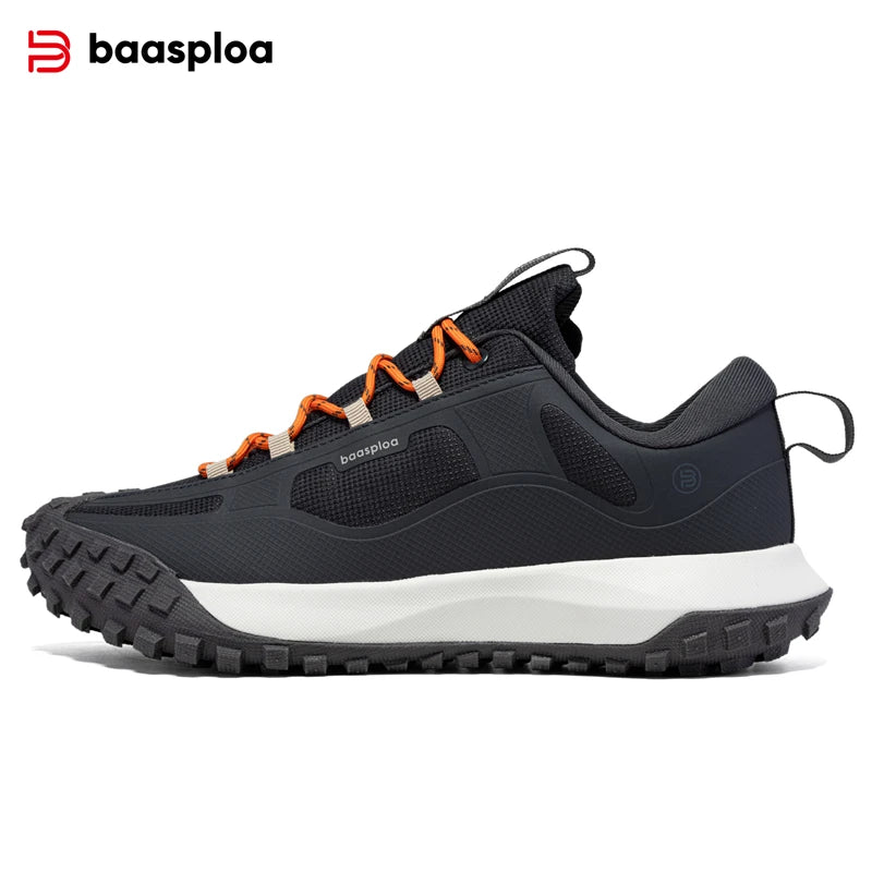 Baasploa Wanderschuhe Herren Outdoor Wasserdicht Camping Beständig Rutschfeste Turnschuhe Männlich Lässig Leichte Schnür-Wanderschuhe.