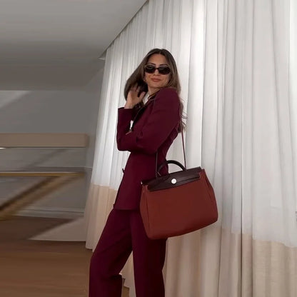 Women Fall Business Pant Suit Long Sleeve Formal 2 Piece Blazer Set Casual Office Work Slim Corset Outfits 2025.