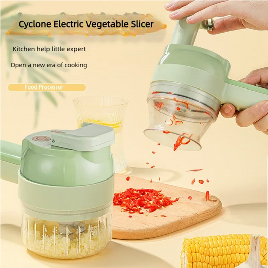 4In1 Electric Vegetable Cutter Set Handheld Wireless Electric Garlic Masher Food Chopper Meat Grinder Machine Food Peel Slice.