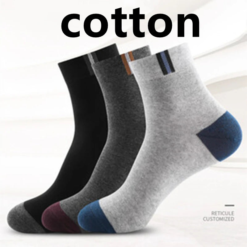 10/5/3MEN'S Mid-calf Socks Cotton Socks for All Seasons, Solid Colour and Versatile