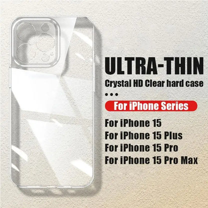 Ultra Thin High Transparent Hard PC Case For iPhone 17 15 14 13 12 16 Pro Max 16e 11 Crystal Clear Shockproof Bumper Phone Cover.