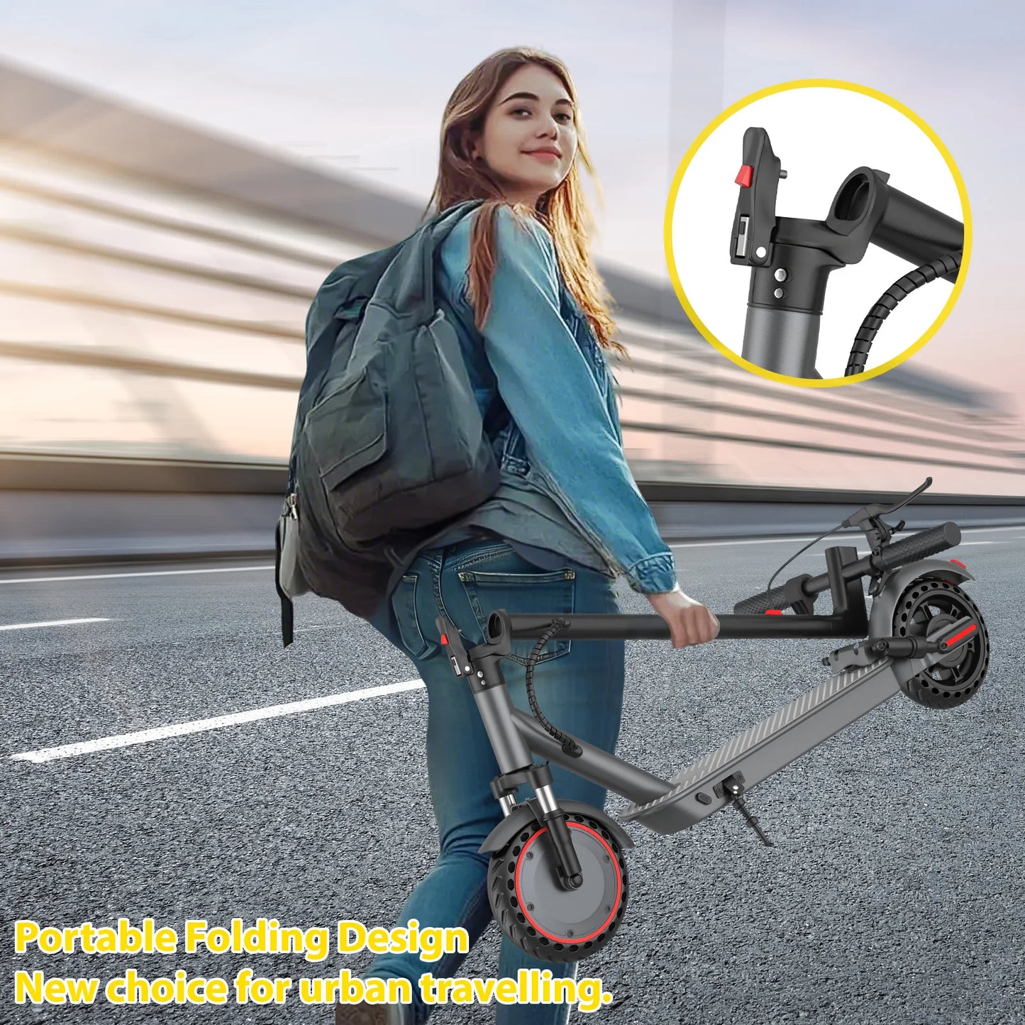 AOVOPRO LP10 500W Electric Scooter 42V 10.5Ah 35KM/H 35KM Long Range 10 Inch with Shock Absorption Smart Foldable EScooter.