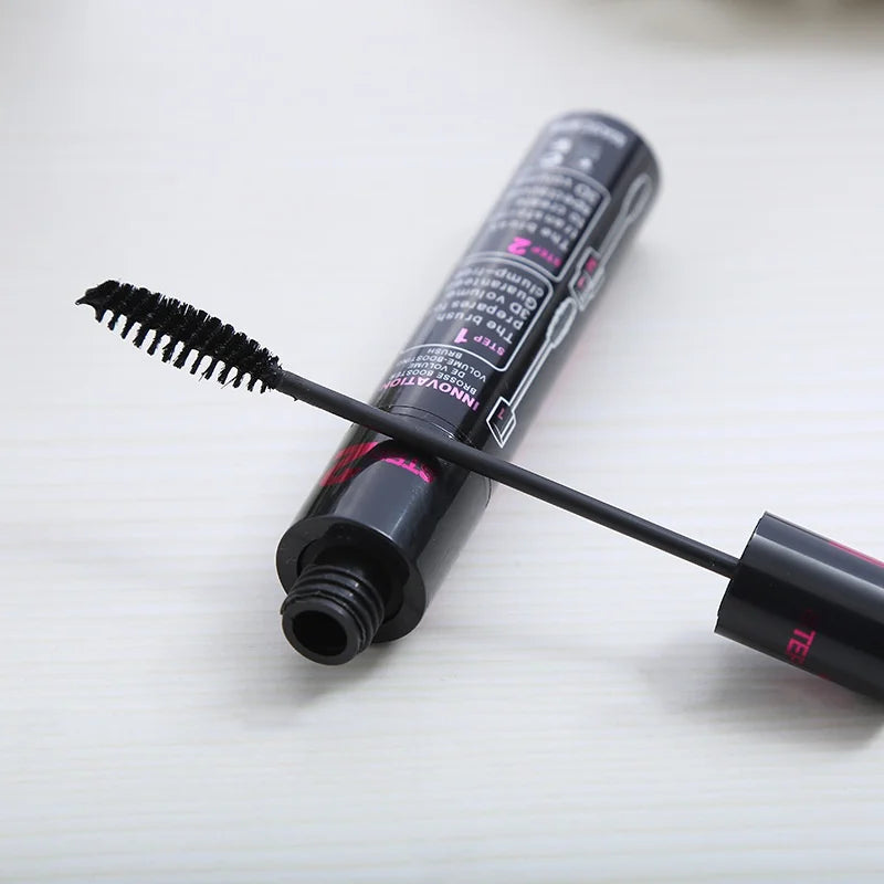 Make up 2in1 Double Purpose Mascara Waterproof and Sweatproof Curling Brushes Makeup Eye Fiber Mascara Eyelash Eyelashes Black.