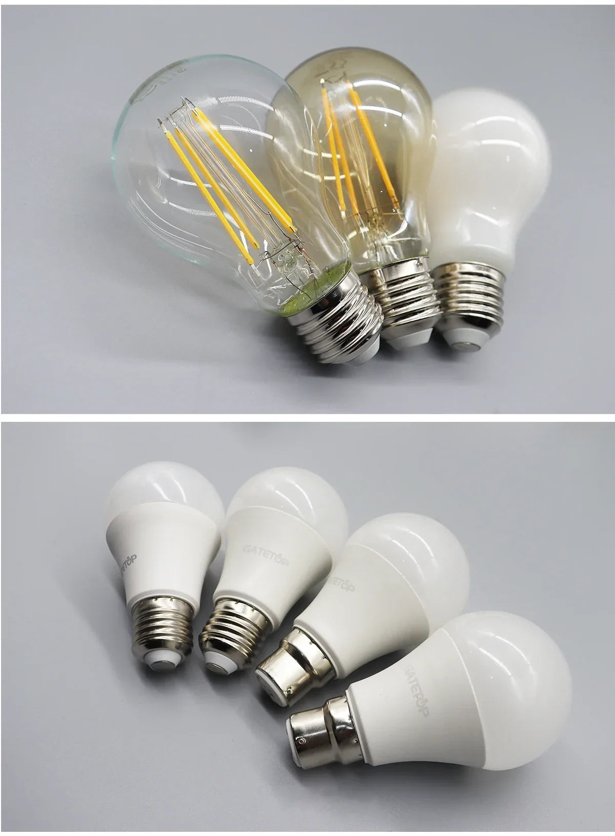 8PCS Led-lampe E27 B22 E14 220V GU10 Spot Licht 9W LED Glühlampe Retro Edison Vintage lampe AC 220V 110V Glas Lampen für Zuhause.