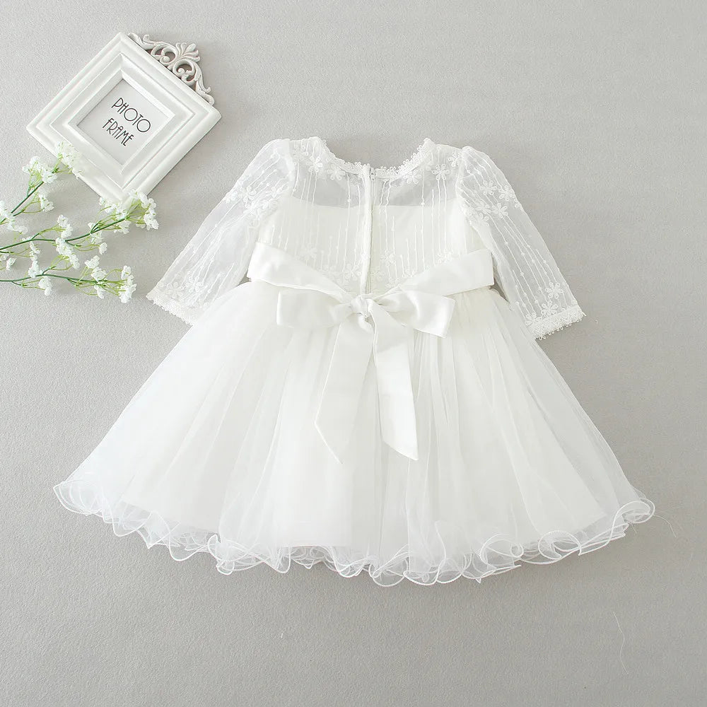 Baby Taufe Weißes Kleid Säuglingskleid Kleid Mädchen Party Geburtstag Hochzeit Prinzessin Kleid Für Kinder Erstkommunion Leistung 0-24M.