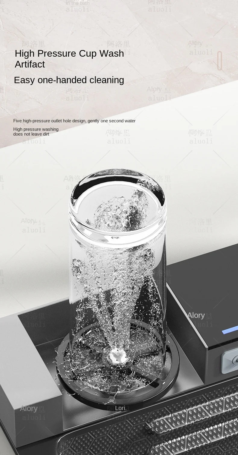 Kitchen 304 Stainless Steel Waterfall Sink, Large Single Slot, Digital Display Embossed Washing Basin Household Dishwashing Sink