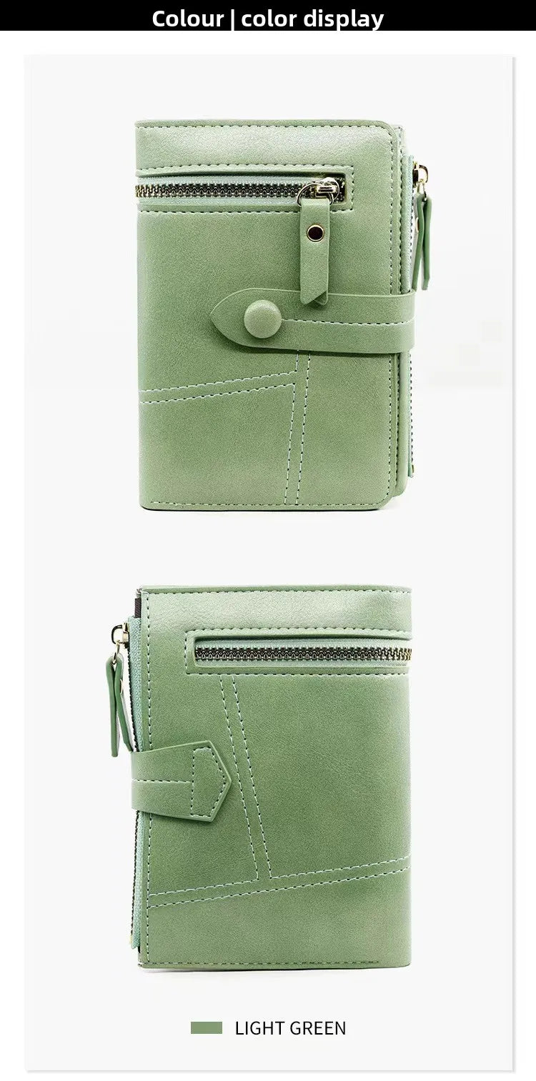 New Short Women's Wallet, Japanese-style Small Fragrant Style Pu Leather Zipper Trendy Change Bag.