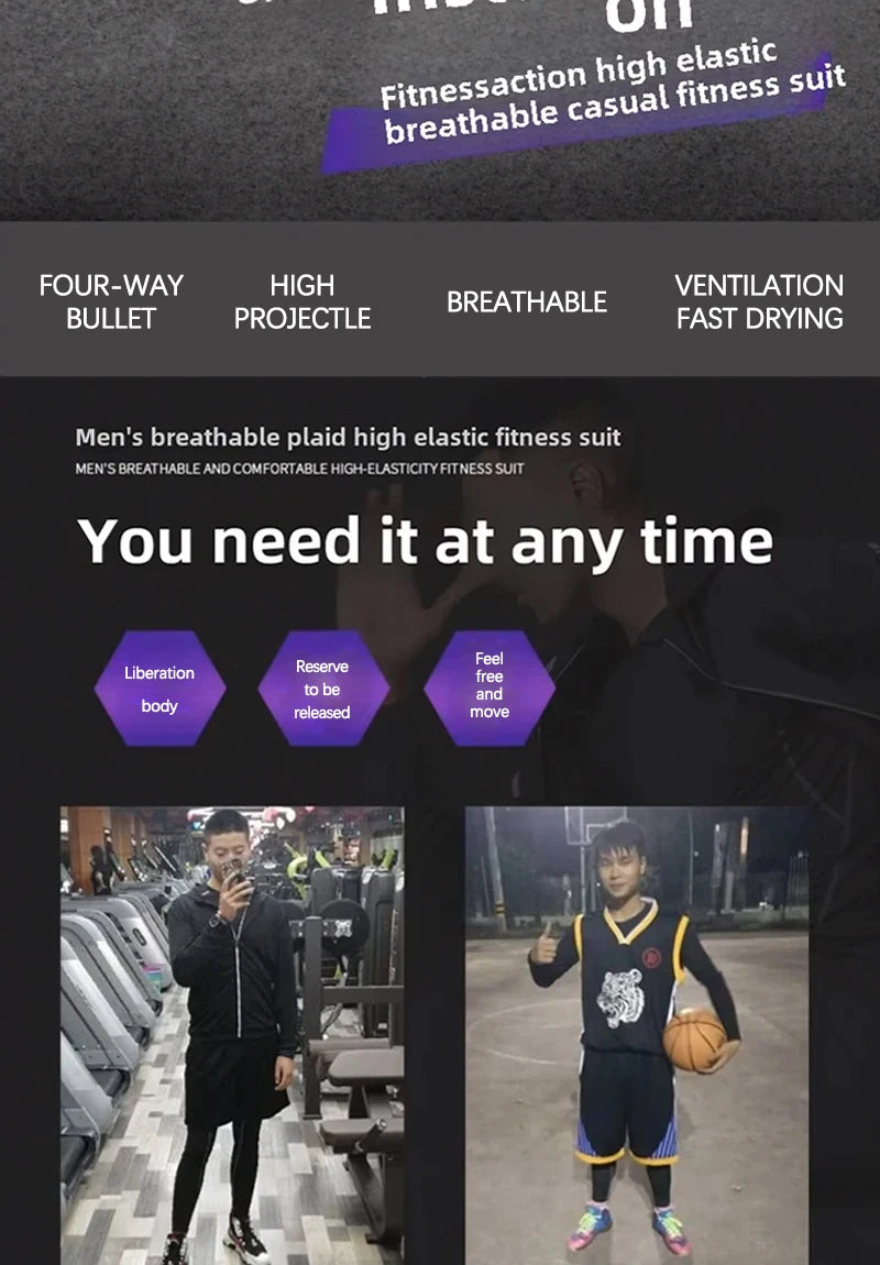 Men's Sportswear Set Quick-Dry Running Clothes Fitness Wear Morning Run Clothing Spring Autumn Basketball Training Jacket.