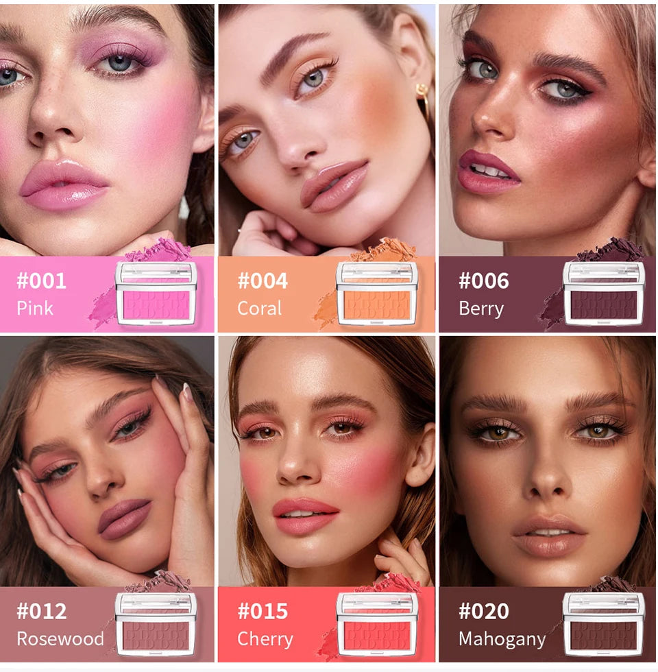 Blush Matte Natural Cheek Tint Brighten Face Waterproof Face Contouring Cosmetics Blush Powder Soft Female Makeup For Cheeks.