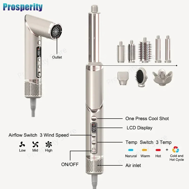 8 in 1 Professional Folding Hair Dryer Airwrap High Speed 110000rpm Blow Dryer Automatic Curling Iron Salon Hair Styling Tools.