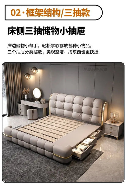 Kopfteil-Aufbewahrungsbetten, gepolstert, minimalistische Doppelbett-Schlafbetten, luxuriös, einzigartig, Muebles Para Dormitorio, Möbelzubehör