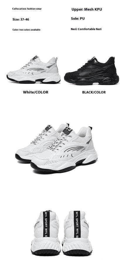 6CM Man Hidden Elevator Shoes Breathable Mesh Sneakers Anti-Slip Thick Sole Comfortable Casual Athletic Sports for Men Non-Slip