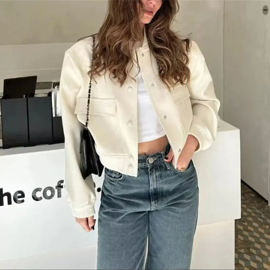 Mode Einreiher Jacke Für Frauen 2025, Herbst Frühling Langarm Tasche Mantel Dame Vintage Lose Streetwear Chic Casual.