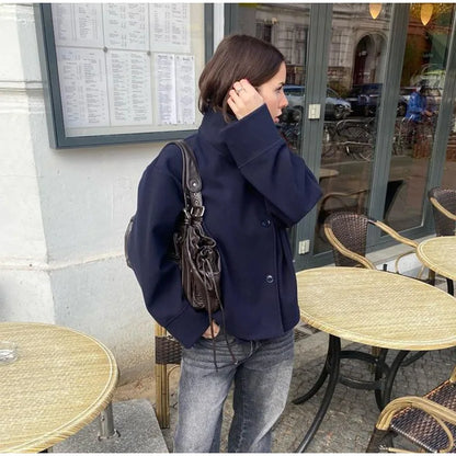 Straße Batwing Hülse Cape Gürtel Mäntel Frauen Lose Solide Stehkragen Einreiher Jacke 2025, Herbst Dame Alle-spiel chic Mantel