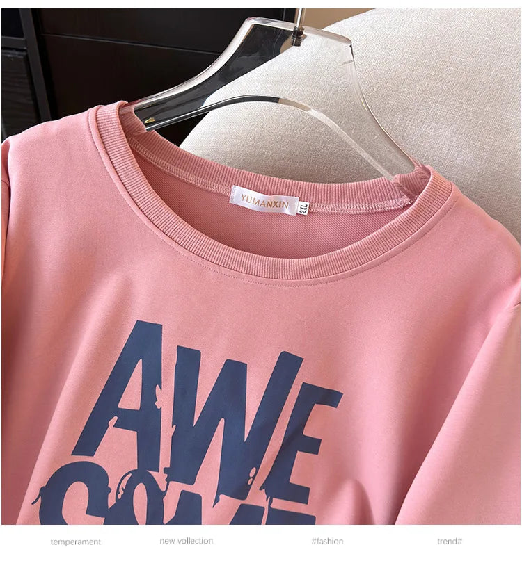 170kg plus size Damen büste Frühling Herbst Winter lose O-Neck Sweatshirt Langarm lässig Top 6xl 7xl 8xl 9xl 10xl 11xl