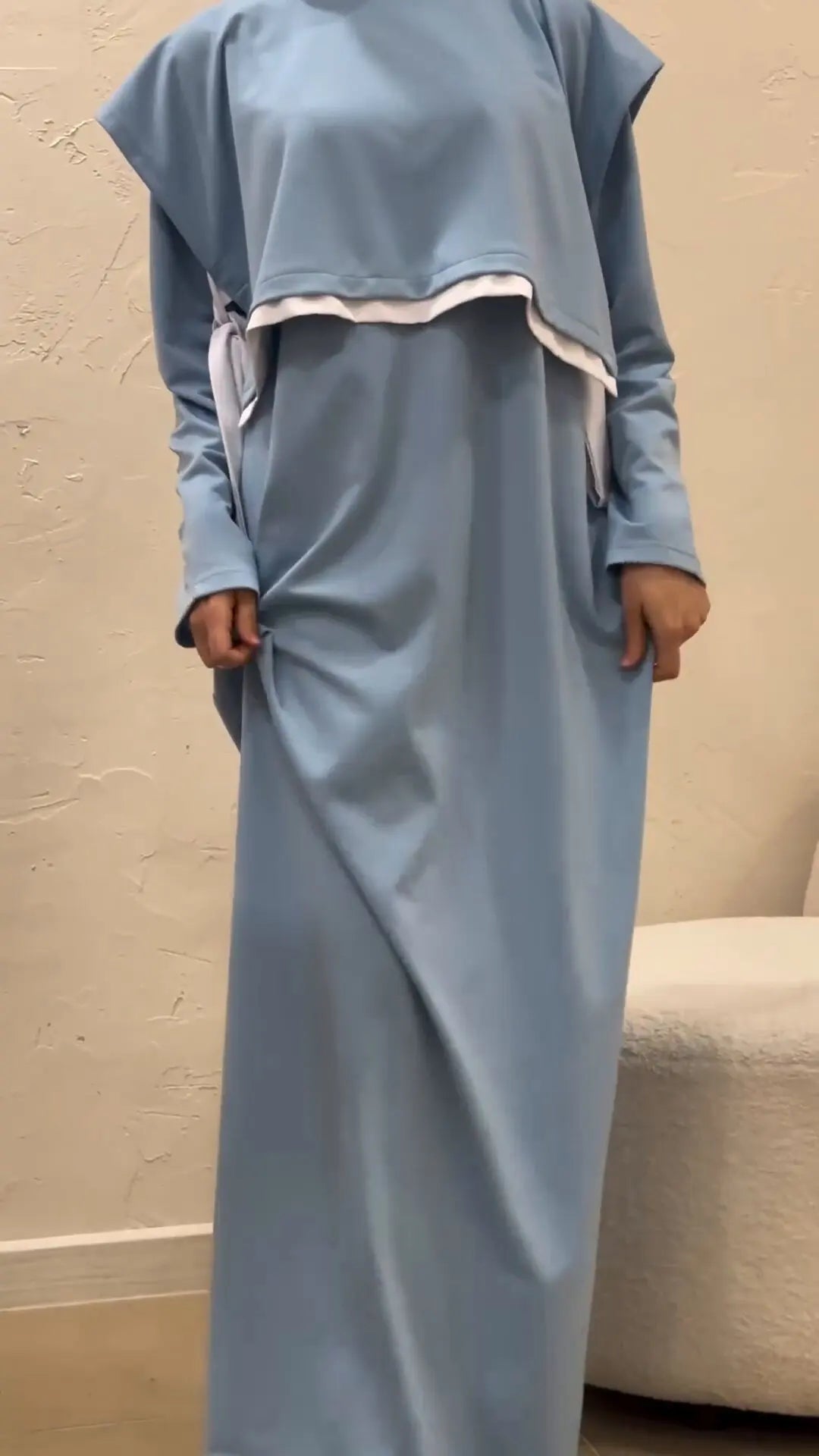 Women Eid Muslim Sets Musulman Ensemble Dubai Arab Vest Kaftan Islam Abayas Ankle Length Long Robe Solid Two Pieces Modest.